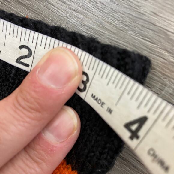 Hand Knit Wool Black Orange Socks Womens - Picture 2 of 5